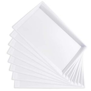 i00000 8 pack white plastic serving tray, 15" x 10" rectangle food trays, disposable serving platter for parties, weddings and party