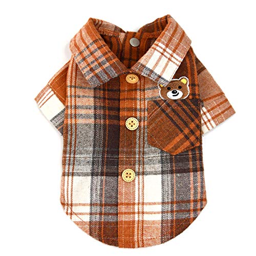 InnoPet Dog Shirt, Pet Plaid Clothes Shirt Cat T-Shirt, Sweater Matching Breathable for Small Medium Large Dogs Cats Puppy Soft Adorable Casual Cozy Valentines Dog Shirt Red Blue Brown Colors