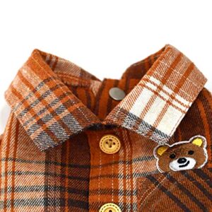 InnoPet Dog Shirt, Pet Plaid Clothes Shirt Cat T-Shirt, Sweater Matching Breathable for Small Medium Large Dogs Cats Puppy Soft Adorable Casual Cozy Valentines Dog Shirt Red Blue Brown Colors