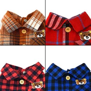 InnoPet Dog Shirt, Pet Plaid Clothes Shirt Cat T-Shirt, Sweater Matching Breathable for Small Medium Large Dogs Cats Puppy Soft Adorable Casual Cozy Valentines Dog Shirt Red Blue Brown Colors