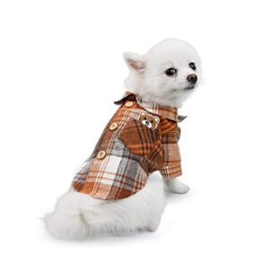 InnoPet Dog Shirt, Pet Plaid Clothes Shirt Cat T-Shirt, Sweater Matching Breathable for Small Medium Large Dogs Cats Puppy Soft Adorable Casual Cozy Valentines Dog Shirt Red Blue Brown Colors