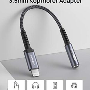 JSAUX Lightning to 3.5mm Headphone Adapter, [Apple MFi Certified] iPhone to Audio Aux Jack Converter Compatible with iPhone 14/14 Pro/13/13 Pro/12 Mini/12 Pro/11/11 Pro/11 Pro Max/SE/X XR XS - Grey