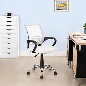 naomi home height adjustable ergonomic drafting chair mesh mid-back swivel office chair with armrest, lumbar support, back adjustment, caster wheels, executive rolling computer desk chair - white