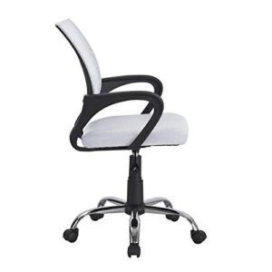 Naomi Home Height Adjustable Ergonomic Drafting Chair Mesh Mid-Back Swivel Office Chair with Armrest, Lumbar Support, Back Adjustment, Caster Wheels, Executive Rolling Computer Desk Chair - White