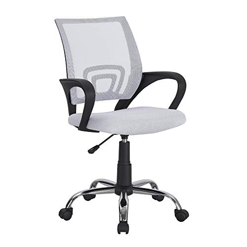 Naomi Home Height Adjustable Ergonomic Drafting Chair Mesh Mid-Back Swivel Office Chair with Armrest, Lumbar Support, Back Adjustment, Caster Wheels, Executive Rolling Computer Desk Chair - White