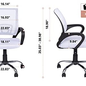 Naomi Home Height Adjustable Ergonomic Drafting Chair Mesh Mid-Back Swivel Office Chair with Armrest, Lumbar Support, Back Adjustment, Caster Wheels, Executive Rolling Computer Desk Chair - White