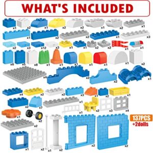 Liberty Imports Police Station Big Building Blocks 137 Pieces with Storage Box | Large Bricks Set Educational DIY Classic Construction Toy for Kids, Compatible with Major Brands