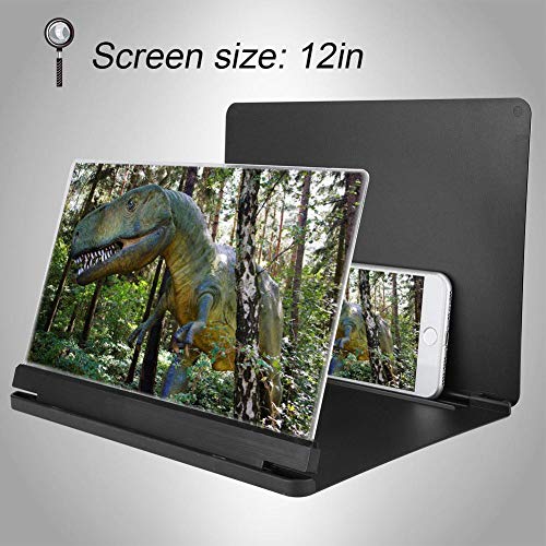 Yosoo Health Gear Phone Screen Magnifier 12'' Foldable Mobile Phone Screen Amplifier Bracket, Enlarge Phone Screen for Eye Protective Movie Video Watching on All Smartphones, Black