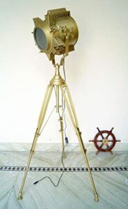hollywood antique heavy classic spot light search light tripod floor lamp stand collectibel