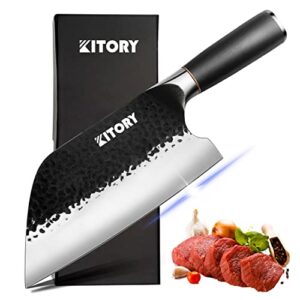 kitory serbian chefs knife meat cleaver vegetable - forged kitchen knife multipurpose chinese chefs knife, 7.5'' high carbon steel & wengewood handle butcher, fruit meat bone-ramadan present