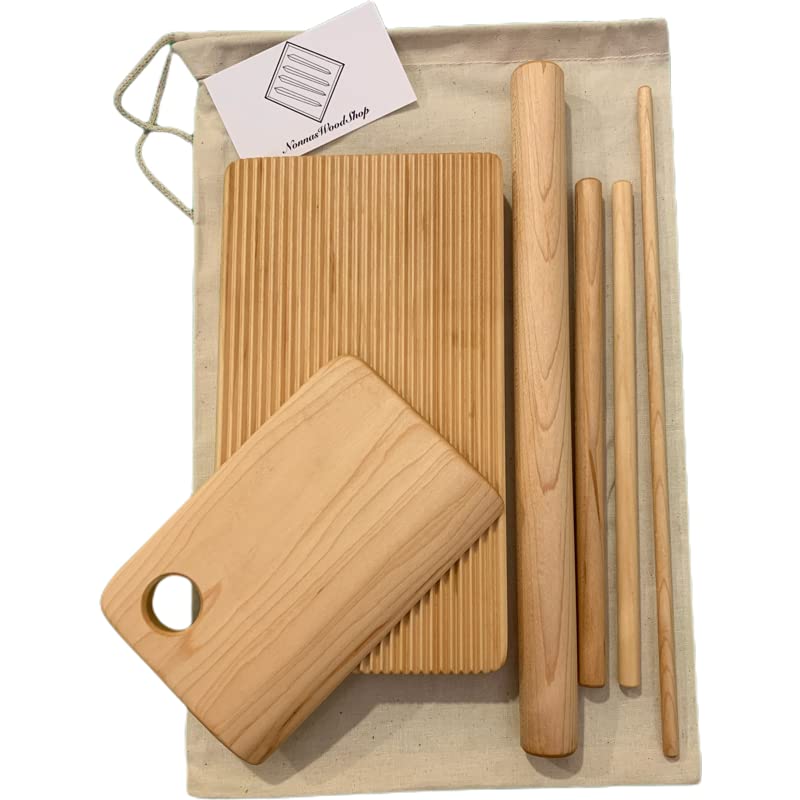 Pasta board set, 6 piece, macaroni, trofie, gnocchi, garganelli