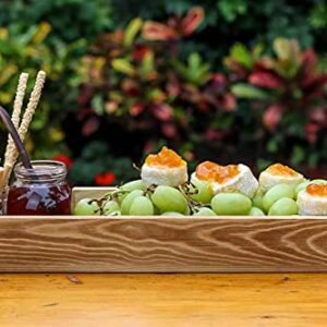 Strova Rectangular Wood Serving Tray with Handles – 16 Inch Long Narrow Tray for Serving Wine, Appetizers, Coffee, Condiments, Fruits, and More