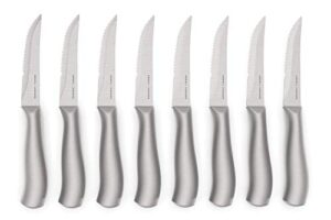 emeril lagasse best stainless steel steak knife set - 4.5” (large hallow handles) - serrated steak knife set kitchen dinner knifes without block (8-piece)
