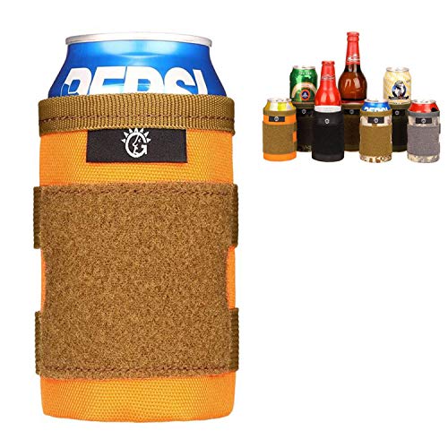 Molle Can Holder Coolie(s) Gifts for Men And Women 10-15 OZ Collapsible Nylon Can Beer Beverage Cooler Cover Insulator Holder Sleeve for Cola Beer Soda （Orange）