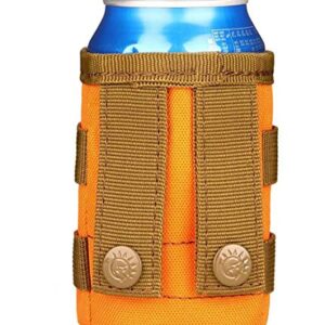 Molle Can Holder Coolie(s) Gifts for Men And Women 10-15 OZ Collapsible Nylon Can Beer Beverage Cooler Cover Insulator Holder Sleeve for Cola Beer Soda （Orange）