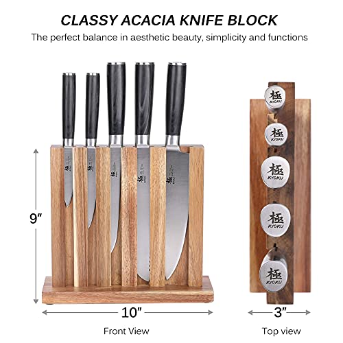 Kyoku Samurai Series 5-Knife Set with Block + 10.5" Yanagiba Knife Japanese Sushi Sashimi Knives - Japanese High Carbon Steel