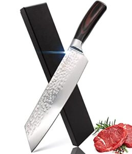 kitory kiritsuke chef knife 8" japanese knife for smoothly cutting multi-use kitchen knife for cutting meat and vegetables - ergonomic pakkawood handle - exquisite hammered finish non-slip texture