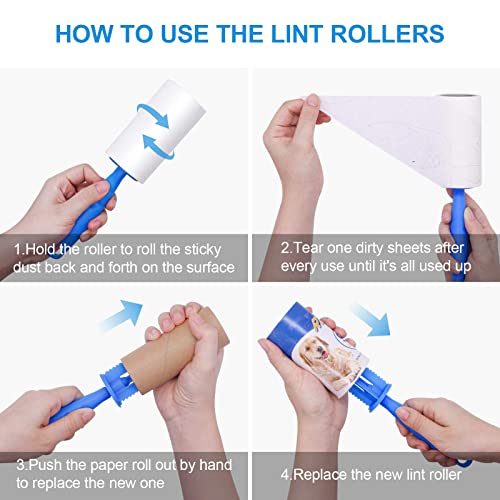 Lint Rollers for Pet Hair Extra Sticky Remover 900 Sheets Total Upgraded 5 Handles with 10 Refills Portable Travel Size for Couch Furniture Clothes Dog & Cat Hair Removal