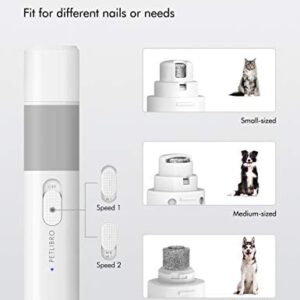 PETLIBRO Dog Nail Grinder - Rechargeable Low Noise Pet Nail Grinder for Dogs Professional 2 Speed Electric Pet Nail Trimmer Painless Paws Grooming Dog Nail Clippers for Small Medium Large Dogs & Cats