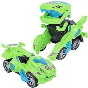 xiletao deform dinosaur toys for boys girls, 2 in 1 dinosaur toy cars for kids, transforming dinosaur led car with music, automatic dino transformers toys, boy toys dinosaurs toy car (green)