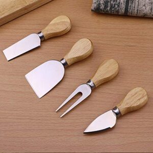 Cheese Knife Set,4 Pieces Stainless Steel Cheese Knives for Charcuterie Board,Charcuterie Knife Spreader Fork Set with Bamboo Wood Handle,Cheese Utensils Tools Set with Cutter Slicer Shaver