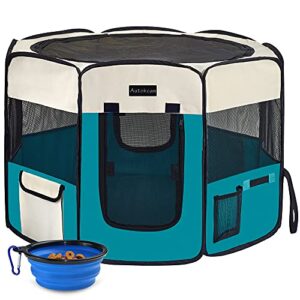 Autokcan Portable Pet Playpen, Dog Playpen Waterproof Foldable Indoor/Outdoor Travel Use Dog Kennel Pet Tent Pet Exercise Pen 4 Sizes for Dog/Cat/Puppy/Rabbit/Hamster