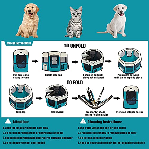 Autokcan Portable Pet Playpen, Dog Playpen Waterproof Foldable Indoor/Outdoor Travel Use Dog Kennel Pet Tent Pet Exercise Pen 4 Sizes for Dog/Cat/Puppy/Rabbit/Hamster