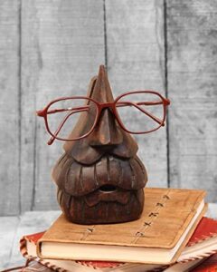 earthly home wooden spectacle eye glasses holder, classic beard eyewear retainer sunglasses holder display stand, wooden specs holder, optical glass accessories, home décor office desktop accessory