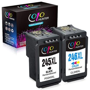 colohunter remanufactured ink cartridge replacement for canon pg-245xl cl-246xl pg-243 cl-244 to use with pixma ts202 ts3120 tr4520 mg2922 mg3020 ip2820 mg3022 mg2420 mx490 mx492 (2-pack)