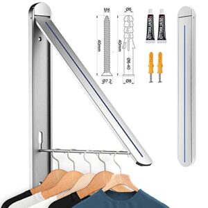 SunEegral Clothes Drying Rack Wall Mounted Laundry Dryer Room,Foldable Retractable Hanging Drying Rod Ultrathin Small Collapsible for Efficient Space Saving,65Ibs Capacity