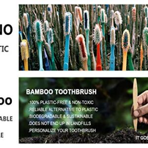 ECOPRO Kids Bamboo Toothbrush 10 Pack, Soft Bristles, Children's Toothbrushes Eco-Friendly Vegan Natural Wooden Handle Tooth Brush