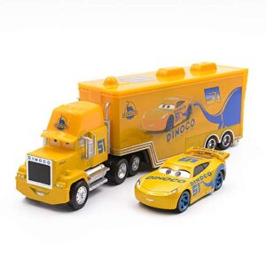 fashionmore movie cars mcqueen toys cruz ramirez mack hauler truck & racer speed racers metal toy car 1:55 loose kid toys