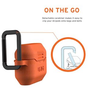 URBAN ARMOR GEAR UAG Compatible with AirPod Pro Case Full-Body Protective Soft-Touch Silicone Case with Detachable Carabiner, Standard Issue Silicone_001, Orange