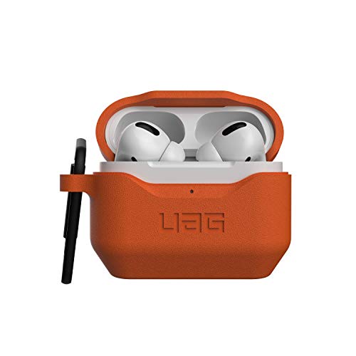 URBAN ARMOR GEAR UAG Compatible with AirPod Pro Case Full-Body Protective Soft-Touch Silicone Case with Detachable Carabiner, Standard Issue Silicone_001, Orange