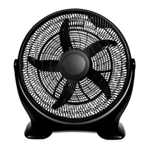simple deluxe 20 inch 3-speed plastic floor fans oscillating quiet for home commercial, residential, and greenhouse use, outdoor/indoor, black (hifanxfloor20platicexp)