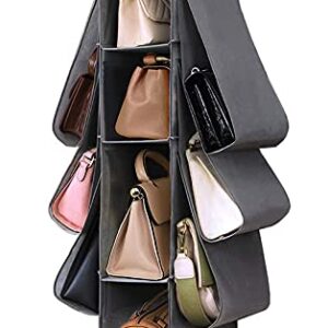 WOWCASE Hanging Purse Handbag Organizer Wardrobe Closet Organizer Nonwoven 10 Pockets Hanging Closet Storage Bag (Grey)