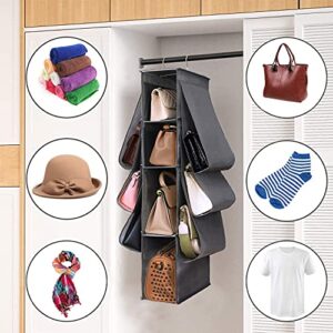 WOWCASE Hanging Purse Handbag Organizer Wardrobe Closet Organizer Nonwoven 10 Pockets Hanging Closet Storage Bag (Grey)