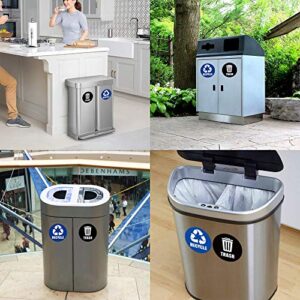 Linkidea 6 Pack Recycle Sticker for Trash Can, 5" Recycle Trash Bin Stickers, Recycling Decal Sign for Garbage Cans, Indoor, Outdoor (Black & Blue)