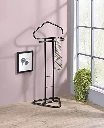 Pilaster Designs Traditional Fairview Suit & Tie Valet Stand Clothing Organizer Rack, Black Metal
