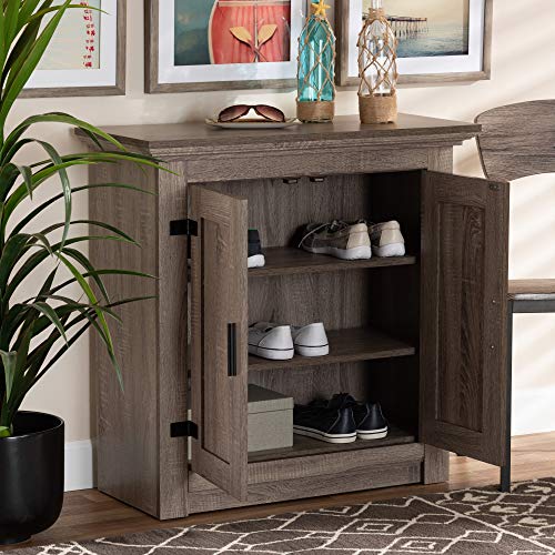 Baxton Studio Bruce Shoe Cabinets, Oak Brown