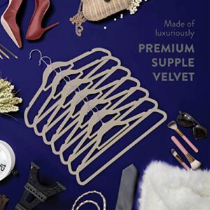 Premium Velvet Hangers with Tie Bar 20-Pack Slim Space Saving Coat Hanger, Non Slip Wardrobe Hangers, Clothes Hangers 360° Swivel Hook, Suit, Shirt Dress & Trouser Hangers - Thin Flocked Felt Hangers