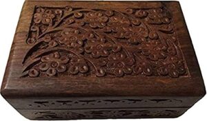 earthly home floral engraved keepsake urn for ashes, wooden urn for human, funeral cremation urn for ashes cat dog urn, urns box for kids men adult, dog ashes urn - extra small (6 x 4 x 2.5 inches),