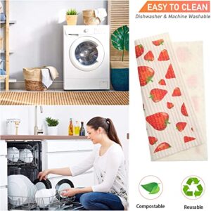 Mixed Fruit Swedish Kitchen Dishcloths Reusable Dish Towels Absorbent and Fast Dry Cleaning Cloths for Kitchen Blueberry Cherry Strawberry Lemon Pineapple Watermelon Cleaning Wipes (6 Pieces)