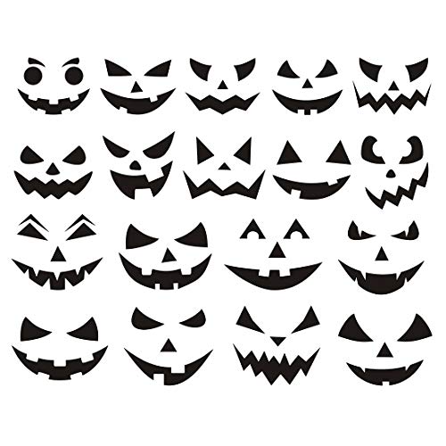 Calidum Halloween Pumpkin Decorating Stickers Etching Pumpkin Template Kits Props Make Your Own Jack-O-Lantern Face Craft Decals Party Decorations Supplies Trick or Treat Party Favors