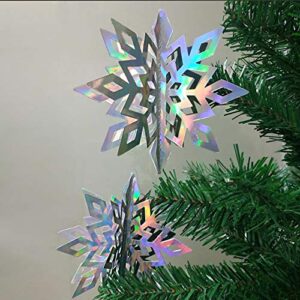 3D Iridescent Snowflake Decorations Holographic Snow Flakes Garland Winter Wonderland Frozen Theme Party Hanging Streamer Backdrop Decor Banner Christmas New Year Baby Shower Birthday Party Supplies