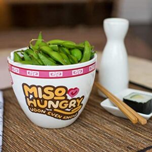 Toynk Miso Hungry Japanese Ceramic Dinner Set | 16-Ounce Ramen Bowl and Chopsticks Set
