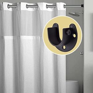 4 Pcs Closet Rod Brackets Heavy Duty Closet Rod Holder Matte Black Stainless Steel Closet Pole Bracket U Shape Shower Rod Holder 1 1/4inch Diameter Curtain Rod Bracket