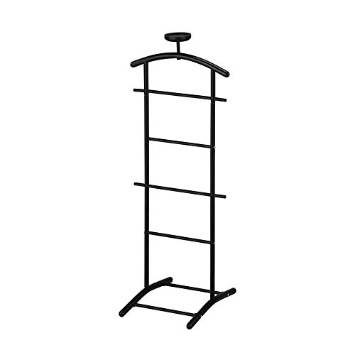 Pilaster Designs Modern Carlsen Clothes Organizer Rack, Suit Valet Stand, Black Metal