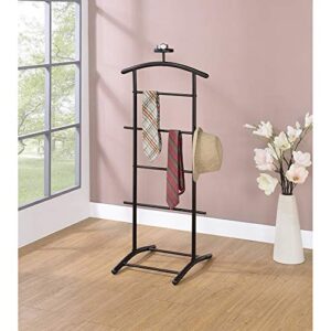 Pilaster Designs Modern Carlsen Clothes Organizer Rack, Suit Valet Stand, Black Metal