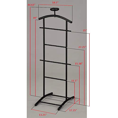 Pilaster Designs Modern Carlsen Clothes Organizer Rack, Suit Valet Stand, Black Metal